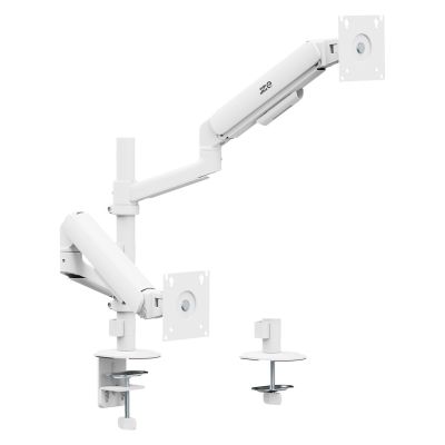 4. ERGO BÜROHALTERUNG FÜR 2 MONITOREN, GASFEDERUNG, 17"-32", 1-10 kg, MATTWEISS ER-692 W