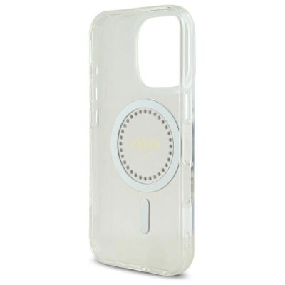 7. Guess IML Strassstein-MagSafe-Hülle für iPhone 16 Pro – Weiß