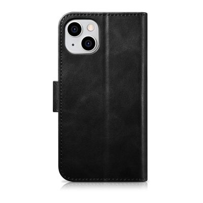 14. iCarer Oil Wax Wallet Case 2in1 Cover iPhone 14 Plus Anti-RFID Leder Flip Case Schwarz (WMI14220723-BK)
