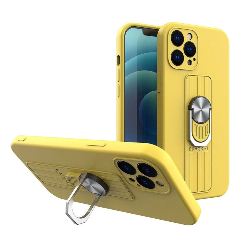 Ring Case Silikonhülle mit Fingergriff und Ständer für iPhone 11 Pro gelb