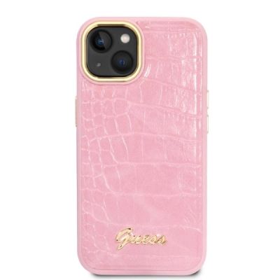3. Guess Croco Collection Hülle für iPhone 14 – Rosa