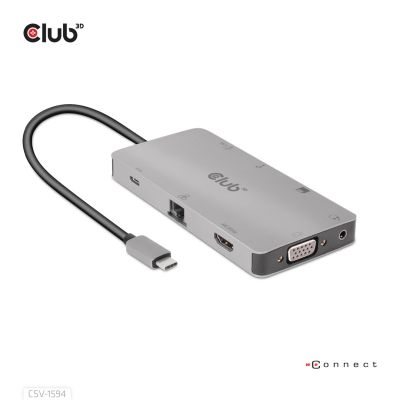 2. CLUB3D CSV-1594 USB 3.2 Gen 1 (3.1 Gen 1) Typ-C Dockingstation, Schwarz, Grau
