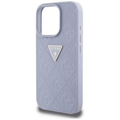 6. Guess Hot Stamp 4G Pattern Triangle Metal Logo Case für iPhone 16 Pro Max - Lila
