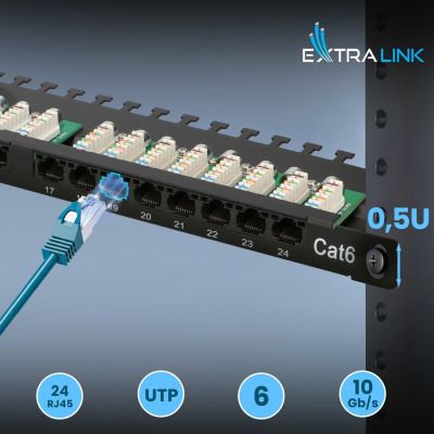 6. Patchpanel Extralink EX.9663 (0,5U; Kat. 6; 24xRJ-45)