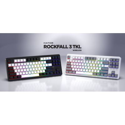 13. HATOR Rockfall 3 TKL Kabellose Tastatur Universal USB + RF + Bluetooth QWERTZ Englisch Weiß