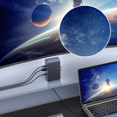 8. Baseus UnionJoy USB-C Dockingstation (2x HDMI 4K@60Hz, 1x DisplayPort 4K@60Hz, 3x USB-A 3.0, 2x USB-C 3.0, 2x USB-A 2.0, 1x RJ45 PD PC, 1x SD+TF, 1x 3,5-mm-Klinkenanschluss) – Grau