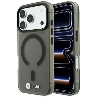 BMW M IML MagSafe Hülle mit mattiertem Metalllogo und Zierleisten für iPhone 18 Pro / 17 Pro – Schwarz