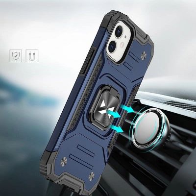 7. Wozinsky Ring Armor Hülle für iPhone 14 Plus gepanzerte Hülle magnetischer Haltering blau
