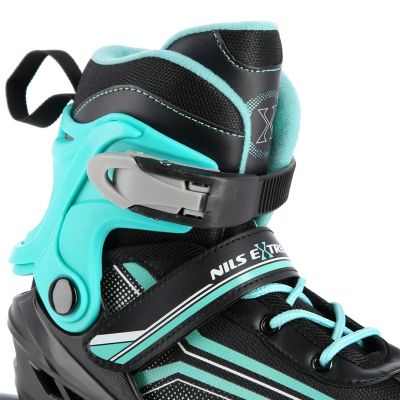 3. NILS EXTREME NH18190 2IN1 ROLLERSCHUHE SCHWARZ-BLAU GRÖSSE M (34-38) MIT AUSTAUSCHBAREM HOCKEYBLATT