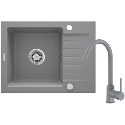 Granitspüle mit Armatur, 1 Becken, mit Abtropffläche ZQZAS11A 5907650876885