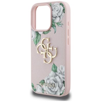 6. Guess Grained Roses Big 4G Logo iPhone 16 Pro Hülle - Rosa