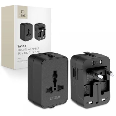 Tech-Protect TA300 Reiseadapter EU / UK / AU - Schwarz