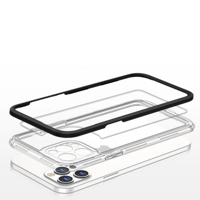 5. Klare 3in1 Hülle für iPhone 12 Pro Frame Gel Cover schwarz