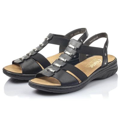 9. Schwarze Römersandalen aus Leder Rieker W 64580
