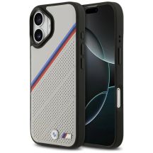 BMW M Tricolor Metal Logo MagSafe Case für iPhone 17 – Grau