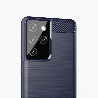 4. Carbon Case Flexibel Handyhülle TPU Schutzhülle für Samsung Galaxy S21 Ultra 5G blau
