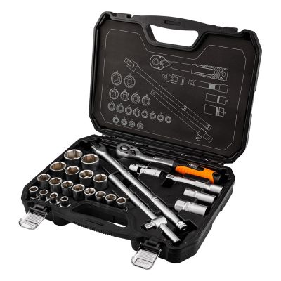 Steckschlüsselsatz 1/2", 25-teilig, satiniert