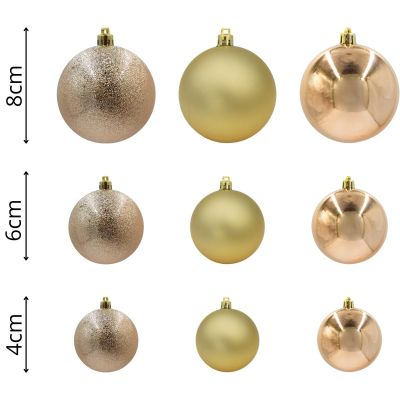 9. Dekorative Plastikkugel-Box, 46 Stück, Glimmer, Kupfer