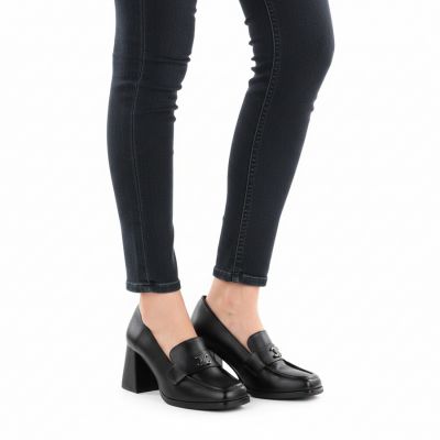 5. Schwarze Damen-Mokassins mit hohem Absatz, Potocki SZ12783