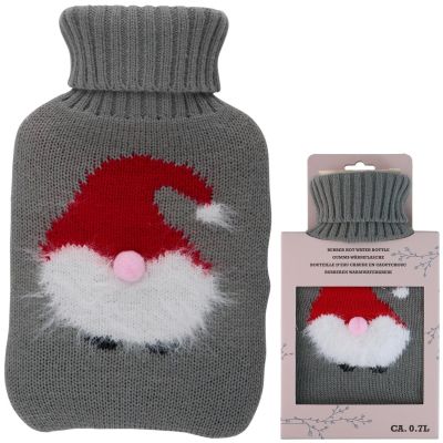 4. Wärmflasche aus Gummi mit Alpina-Bezug, 0,7 l, Weihnachtsmann-Motiv
