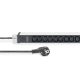 4. 19"-Rack-Steckdosenleiste (PDU), 12 x C13-Steckdosen (16 A/230 V), 2,0 m, 1 x Unischuko-Stecker (16 A), Aluminium
