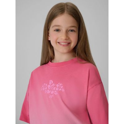 3. Locker geschnittenes Mädchen-T-Shirt mit Aufdruck 4F 4FJRSS26TTSHF4186-90A