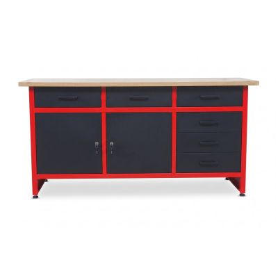 AWTOOLS Werkbank mit 6 Schubladen, 160 x 60 x 85 cm