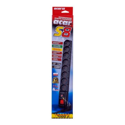 5. Acar S8 Steckdosenleiste (1,5 m; schwarz)
