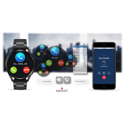 5. GIEWONT Vertex SmartCall GW450-1 Carbon/Carbon Silicone Smartwatch