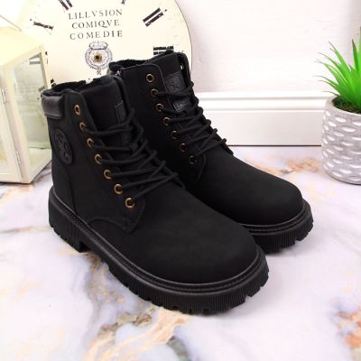 5. NEWS W EVE364A schwarze isolierte Wanderstiefel mit Reißverschluss