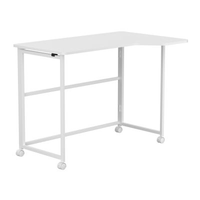 7. MACLEAN Klapptisch mit Rollen, weiß, mobil, 100 x 65 cm, max. 50 kg, abgewinkelt, Form
