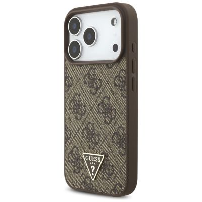 3. Guess 4G Strap Triangle Logo MagSafe Hülle für iPhone 17 Pro - braun