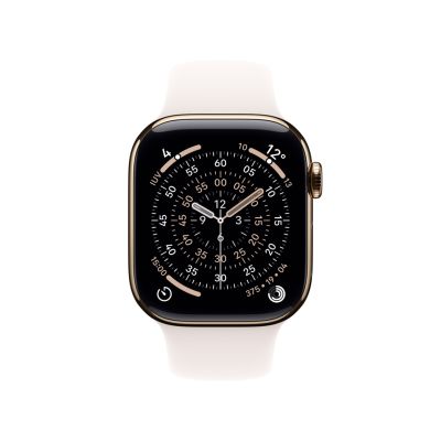 2. Apple Watch Series 11 GPS + Cellular 46mm Gold Titan Gehäuse mit hellrosa Sportarmband - M/L (MFD64ZR/A)