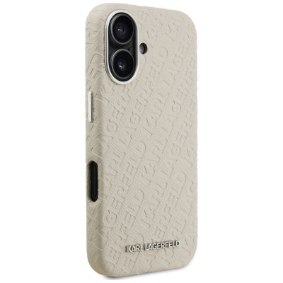 4. Karl Lagerfeld FW Stamped Karl MagSafe iPhone 16 Hülle - Beige
