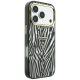 4. Guess IML Zebra Glitter Triangle Logo MagSafe Hülle für iPhone 18 Pro / 17 Pro - Silber
