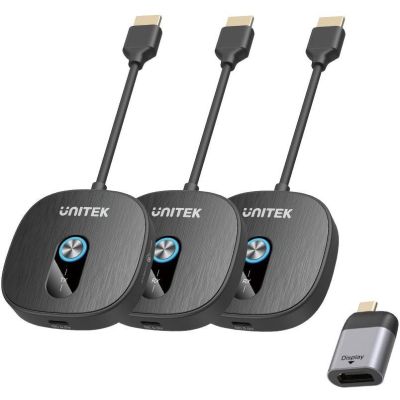 Unitek Kabelloser HDMI-Transmitter 1080p, 1 Transmitter + 2 Receiver, Schwarz