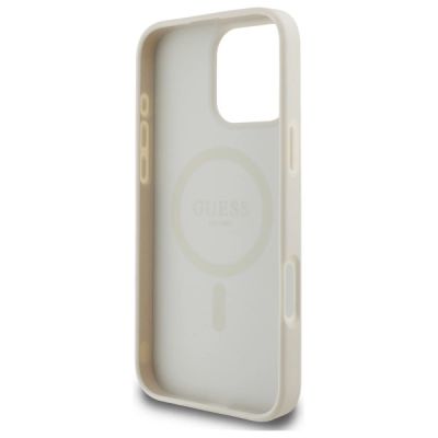 7. Guess Grained Gold Ring MagSafe Case für iPhone 16 Pro Max - Beige