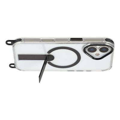4. iPhone 17 Hülle mit Ständer, kurzem (30 cm) und langem (120 cm) Tragegurt, kompatibel mit MagSafe – Schwarz