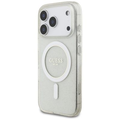 3. Guess IML Glitter Pearl Strap MagSafe Hülle für iPhone 17 Pro - Transparent