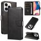 4. Leather Book Case für iPhone 16 – Schwarz