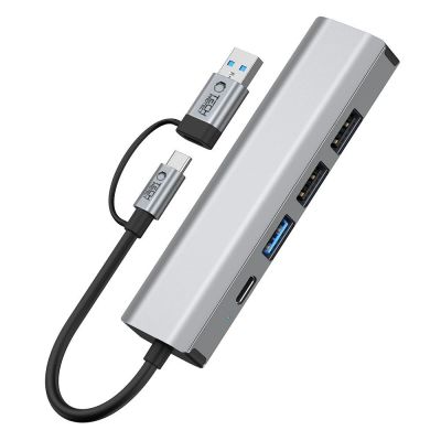 6. Tech-Protect HB03 HUB Adapter 5in1 USB-C + USB2.0 + USB3.0 + RJ45 - grau