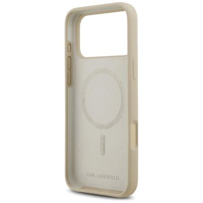 7. Karl Lagerfeld Silikonhülle mit Karl-Skizze und Logo (MagSafe) für iPhone 17 Pro Max – Braun