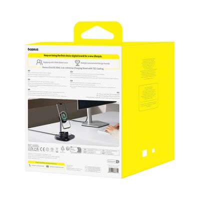 4. Baseus EnerFill FS41 3-in-1 Kühl-Ladegerät mit kabelloser Ladefunktion, EU-Stecker (45 W) und USB-C-zu-USB-C-Kabel – Schwarz