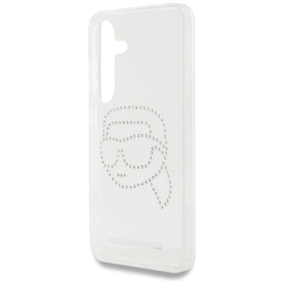 6. Transparente Samsung Galaxy S25 Hülle mit Strasssteinen und Karl Lagerfeld Kopf-Logo