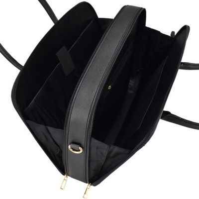 4. Damenhandtasche aus PU mit Laptopfach, Schwarz, SEMI LINE