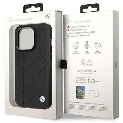8. Hülle BMW BMHCP14L22RQDK iPhone 14 Pro 6.1" schwarz/schwarz Leder gesteppt