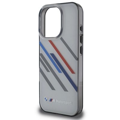 6. BMW Motorsport IML Random Stripes Hülle für iPhone 16 Pro Max – Grau