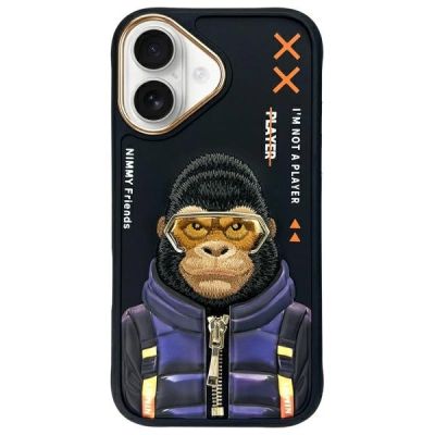 Nimmy Cool&Cute 2.0 Monkey Hülle für iPhone 16 - Schwarz