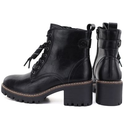 5. Damen-Lederstiefeletten mit Blockabsatz, schwarz, M.Daszyński OL77-3