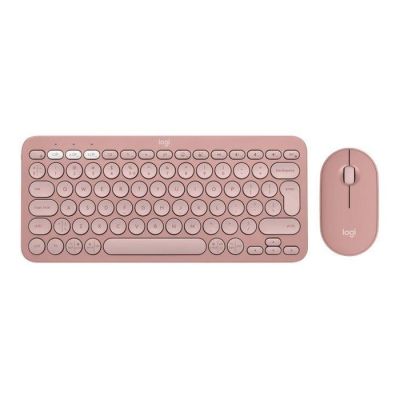 Logitech Pebble 2 Combo Tastatur und Maus (universell, kabellos per Funk + Bluetooth, QWERTZ-Tastatur, amerikanische und internationale Tastatur, Pink)